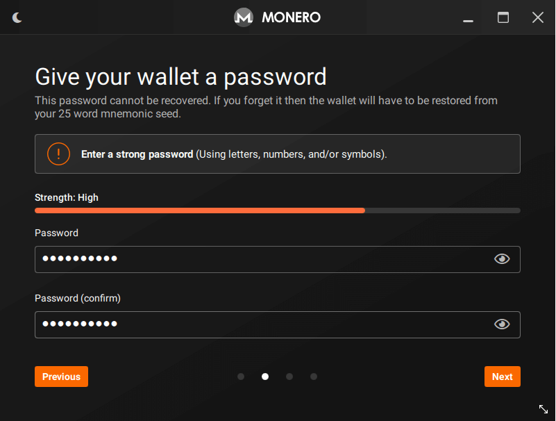 wallet password