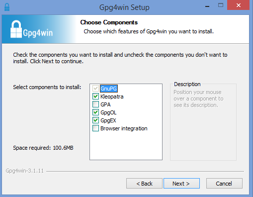 gpg4win installer components
