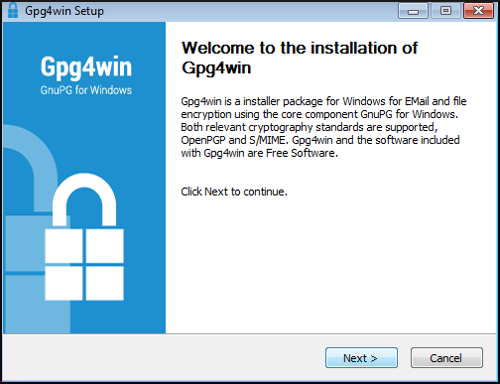 gpg4win installer welcome